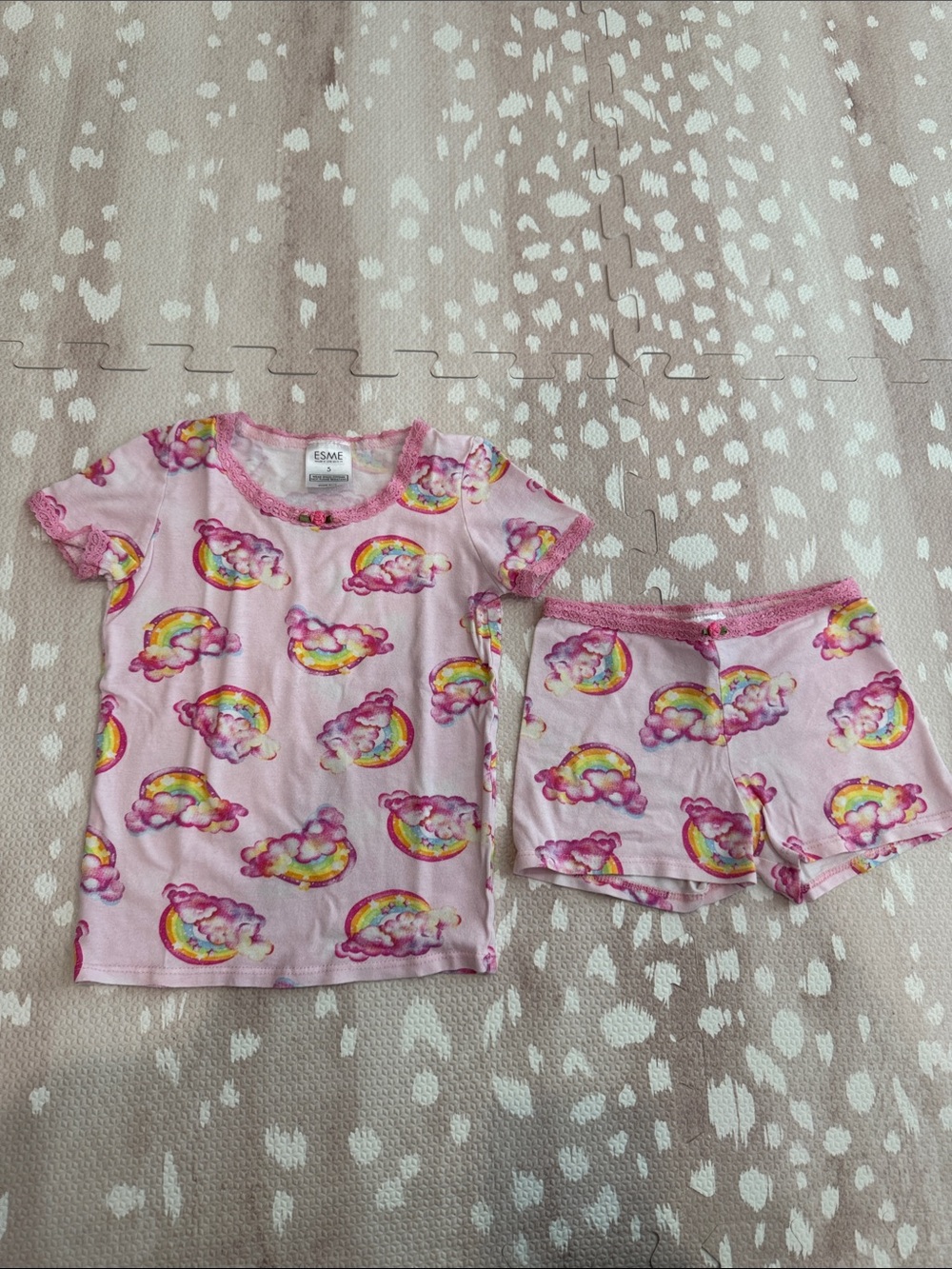 Esme Girls Rainbow Cloud Pajama Set Size 5 | Made in USA | Modal Cotton Soft